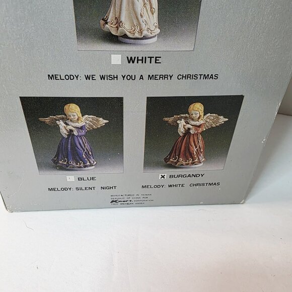 Vtg Spinning Musical Angel Figurine Bisque Porcelain White Christmas Works Box - Picture 9 of 10
